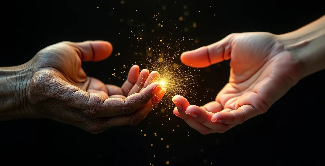 Représentation symbolique de la transformation du critique intérieur en gardien bienveillant