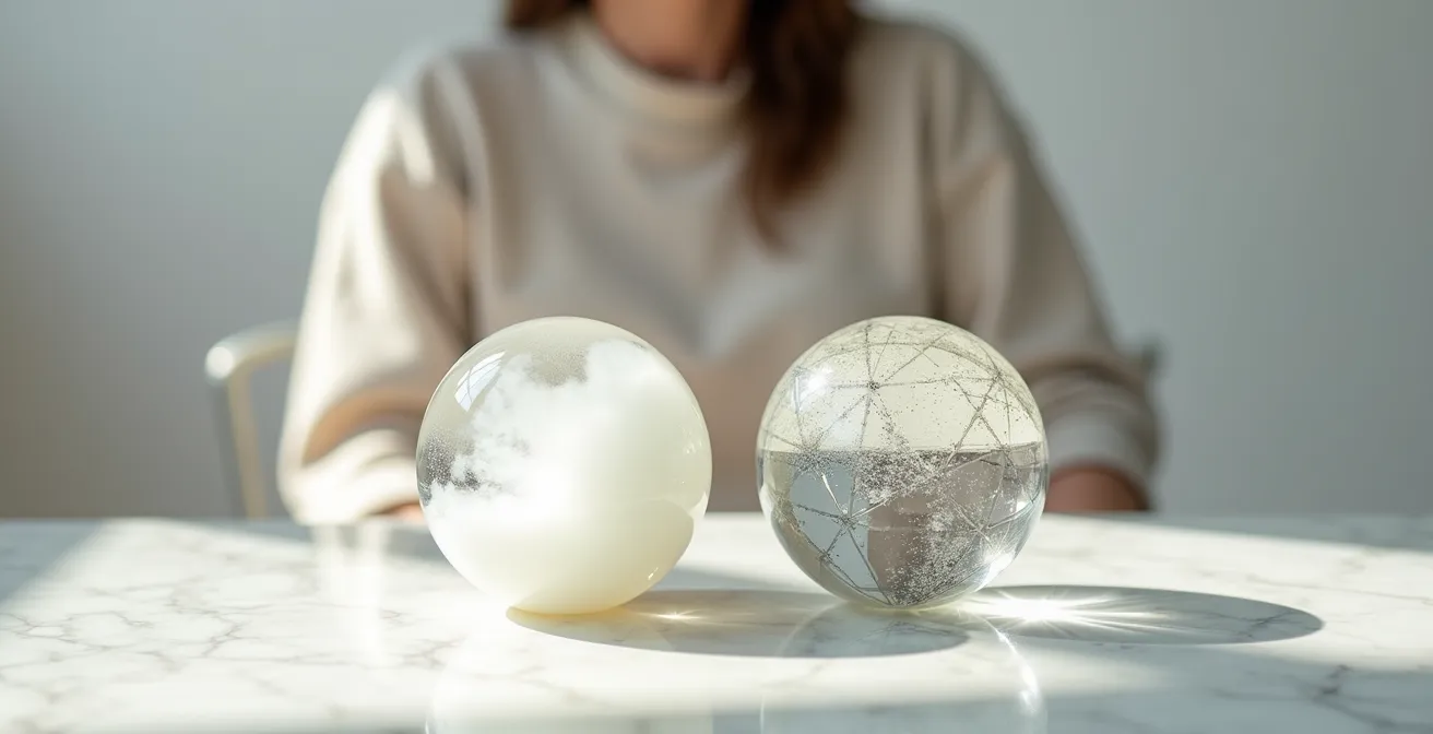 Comparaison visuelle entre un horoscope vague et son interprétation personnalisée