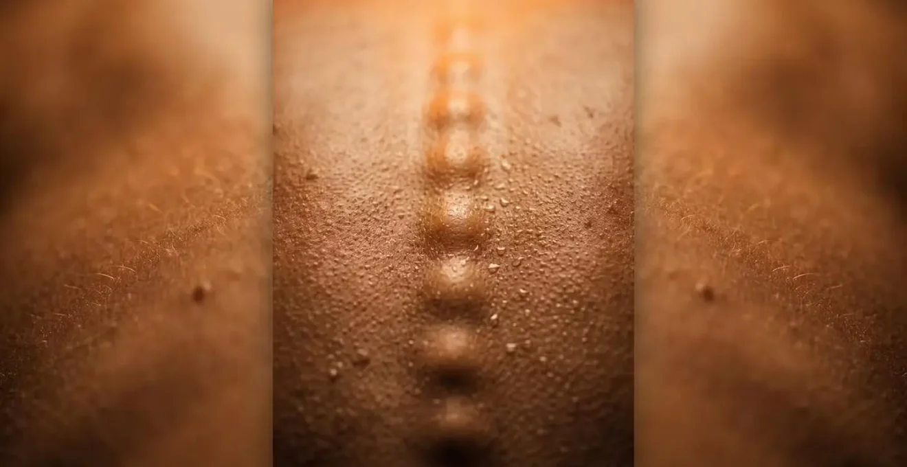 Représentation symbolique de l'énergie montant le long de la colonne vertébrale avec effet de chaleur lumineuse