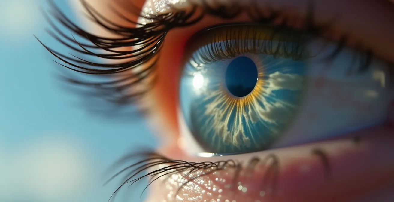 Métaphore visuelle de l'esprit translucide avec nuages et ciel