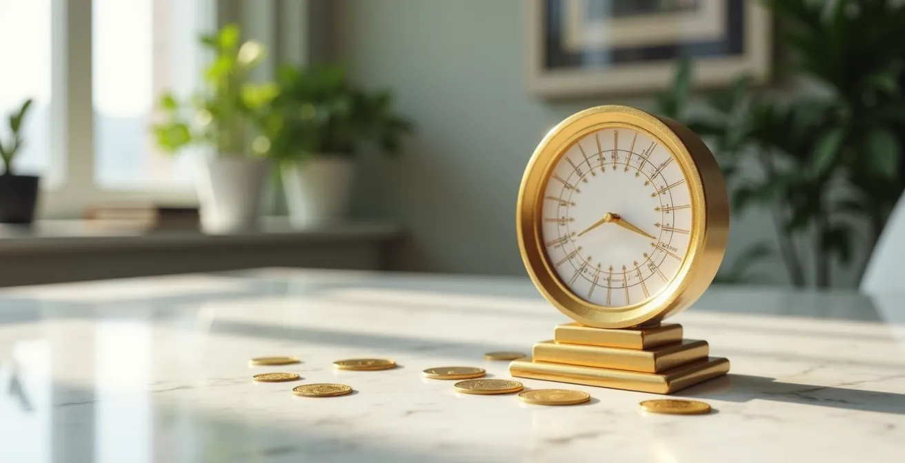 Spirale dorée représentant les cycles de 12 ans avec des symboles planétaires