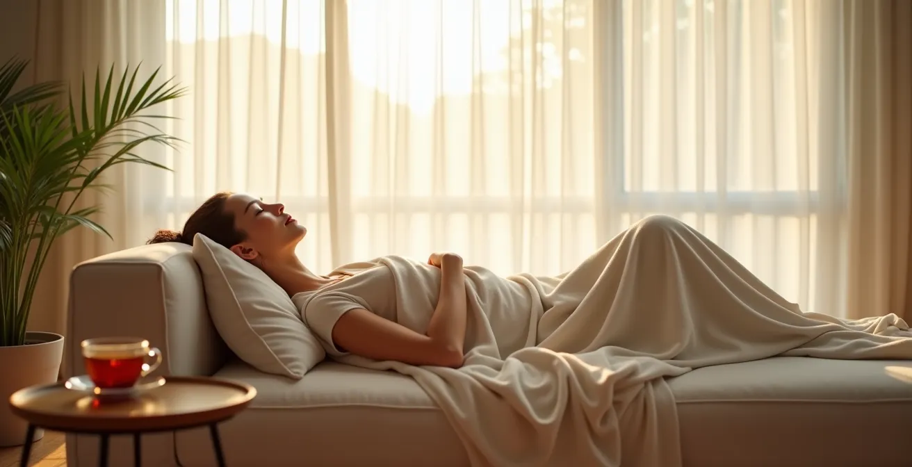 Personne se reposant paisiblement après une séance de bioénergie